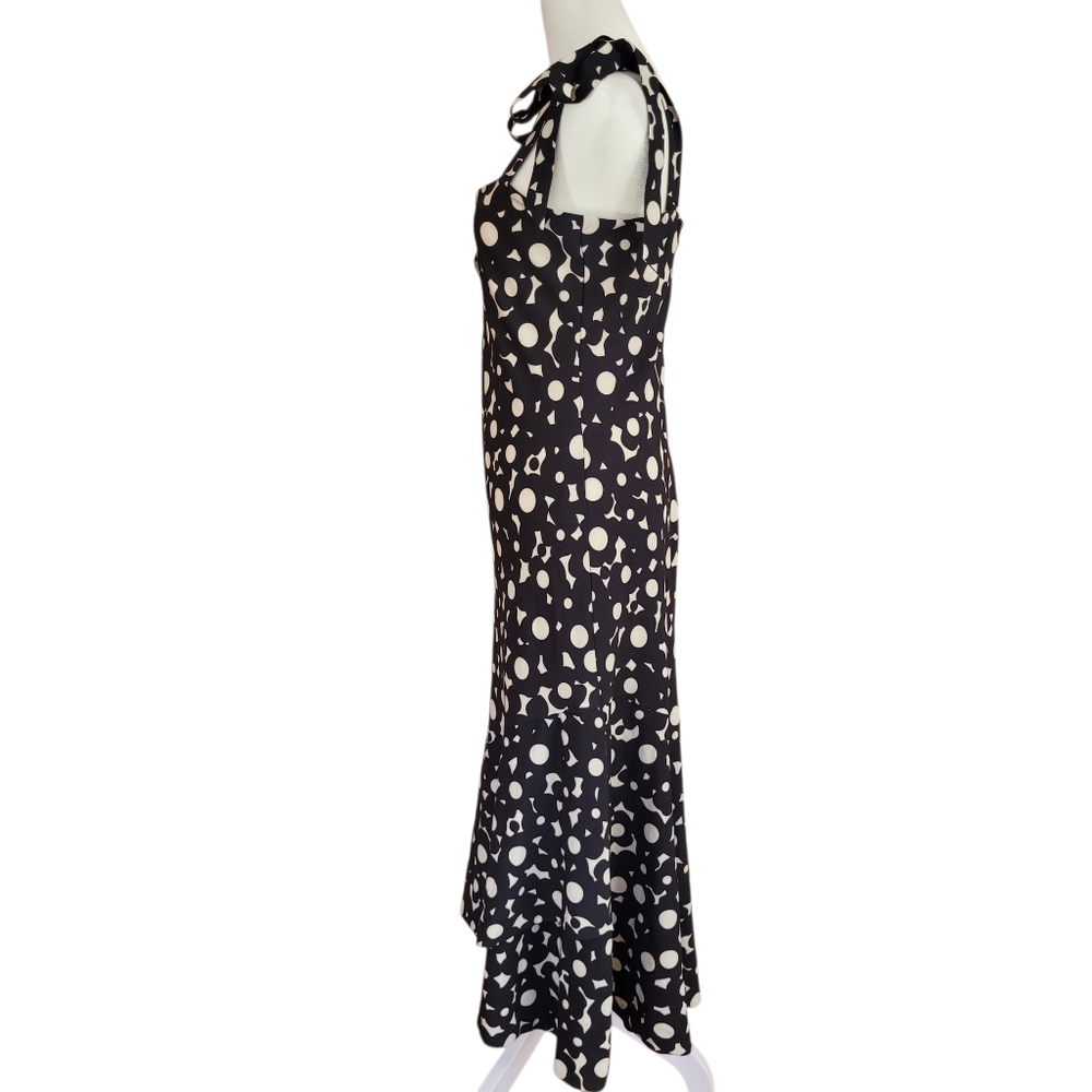 *NWT* Anthropologie HUTCH Flounced Shoulder-Tie Midi Dress Black/White Size S - Picture 6 of 15